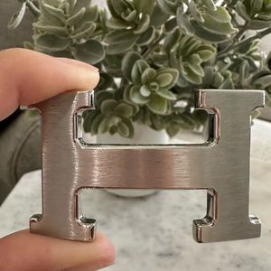 HERMES Silver H 5382 32mm Belt Buckle (Color 86 Gris Moyen)